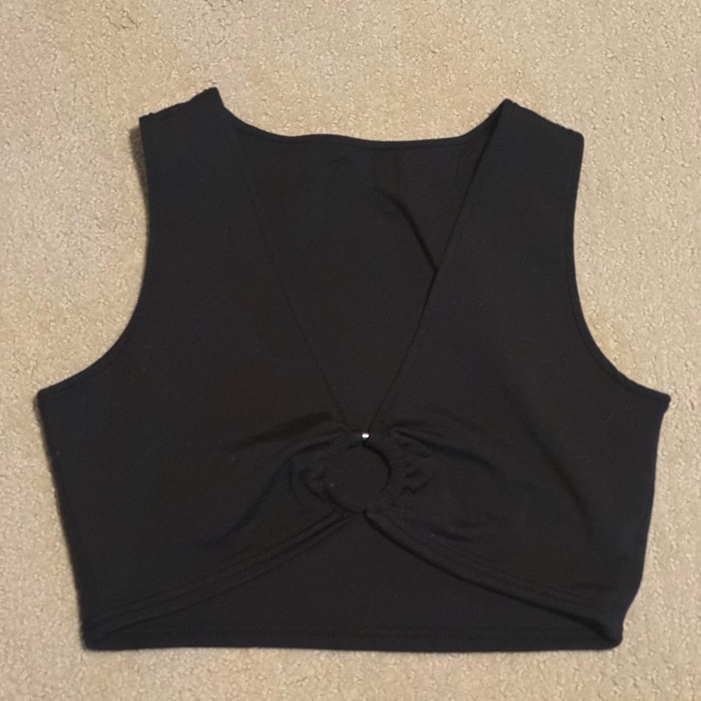 Black Sleeveless Low Cut Top